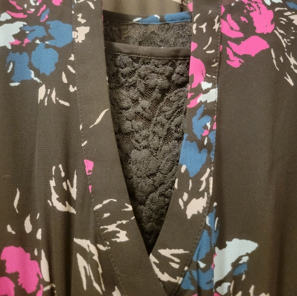 TORRID Black Pink Floral Lace Cutout Overlay Mini Chiffon Georgette Dress - Picture 5 of 10